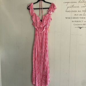 NEW - Red and White Maxi Cold Shoulder Dress